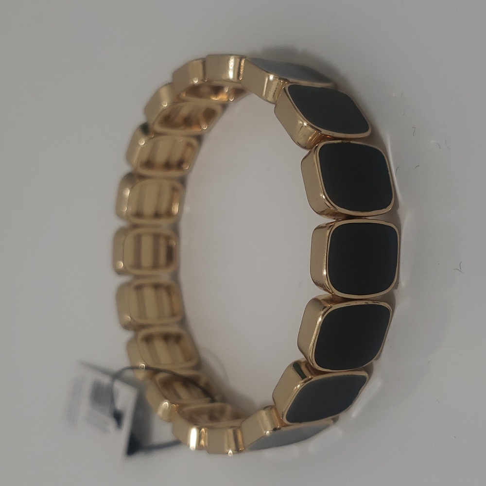 NWT Chico's Gold and Black Enamel Style Stretch Bracelet